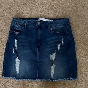 Denim Distressed mini  Skirt